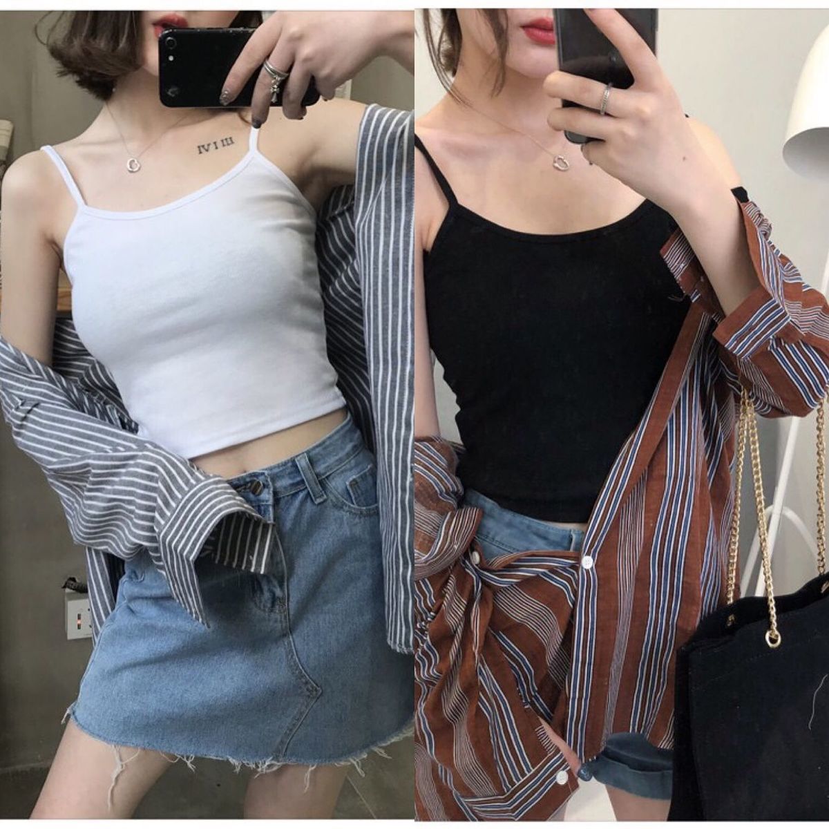 áo croptop ôm mặc trong siêu mátÁo croptop hai dây cuốn biên 2 màu