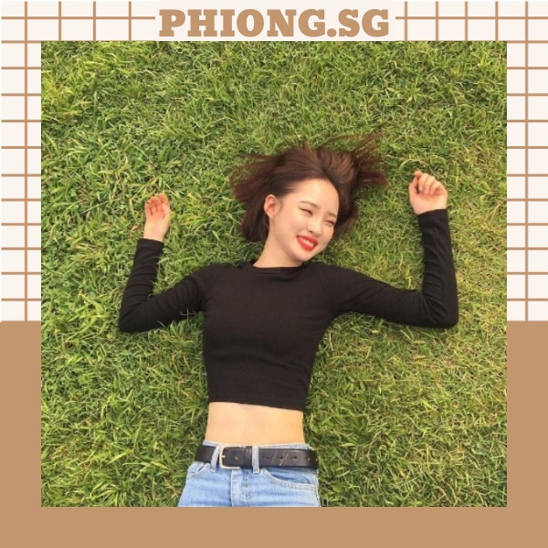 Áo croptop nữ kiểu tay dài đen Phiong sg