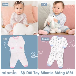 Bộ sơ sinh dài tay Miomio cài giữa mỏng