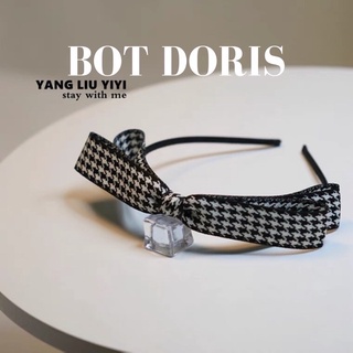 Cài tóc nơ hoa văn caro đen trắng, phụ kiện tóc BOT DORIS