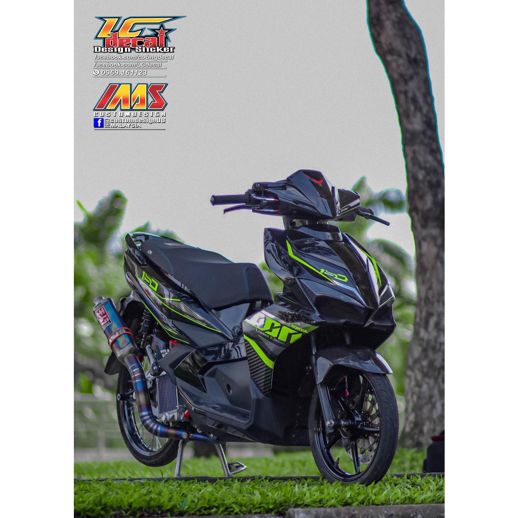 TEM RỜI mẫu ADN Special xanh lá xám cho AirBlade đen - tem in sắc nét không bay màu