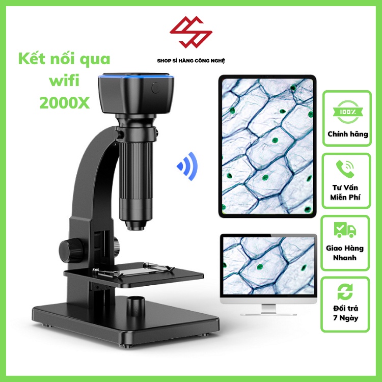 Kính hiển vi sinh học 2000X kết nối wifi 315-Wifi xem ảnh qua điện thoại, máy tính dùng nghiên cứu, tiktok
