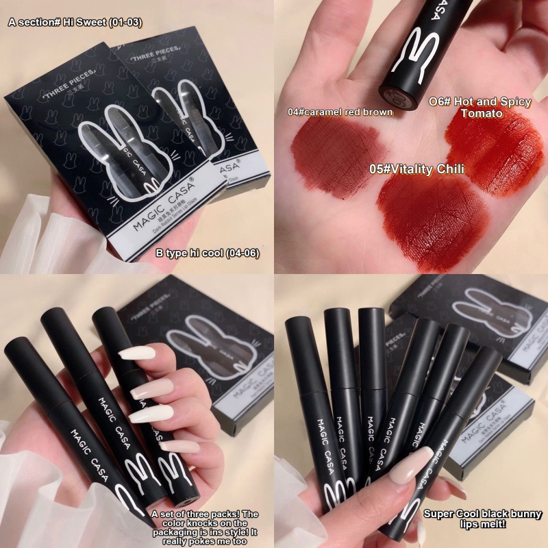 [Hàng mới về] Set 3 son kem lì mềm mịn như nhung chống thấm nước lâu trôi