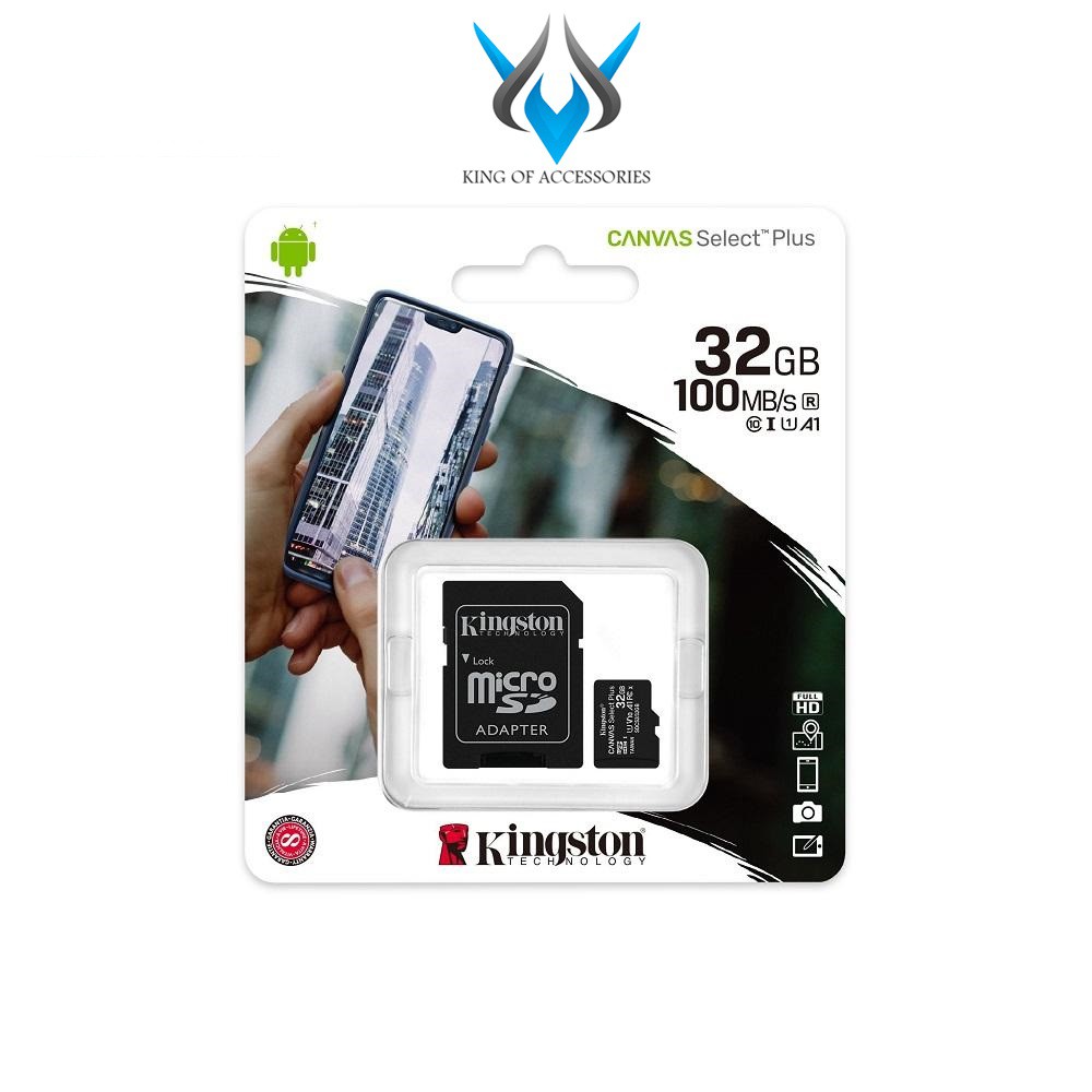 Thẻ nhớ microSDHC Kingston Canvas Select Plus 32GB U1 V10 A1 100MB/s - Kèm Adapter