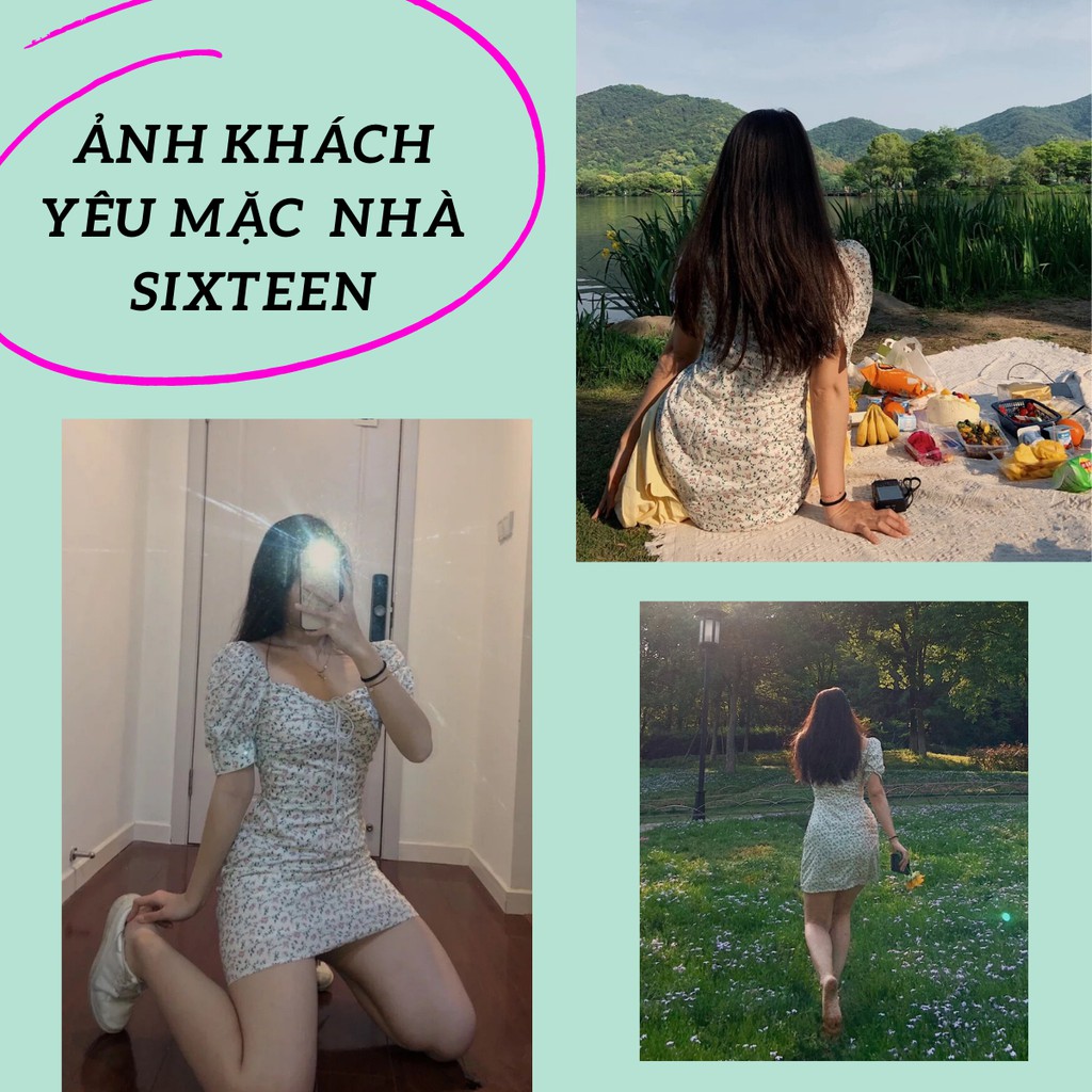 Đầm Nữ, Váy Nữ Họa Tiết Hoa Nhí Cố Vuông Dáng Ôm SIXTEEN. | BigBuy360 - bigbuy360.vn