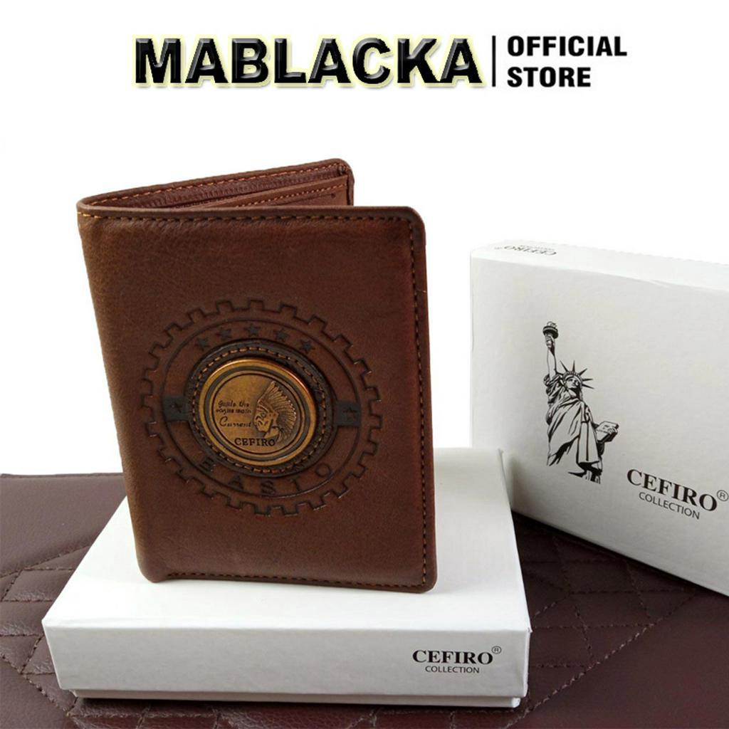 Ví nam cao cấp mini nhỏ gọn dáng đứng, bóp da nam Cefiro