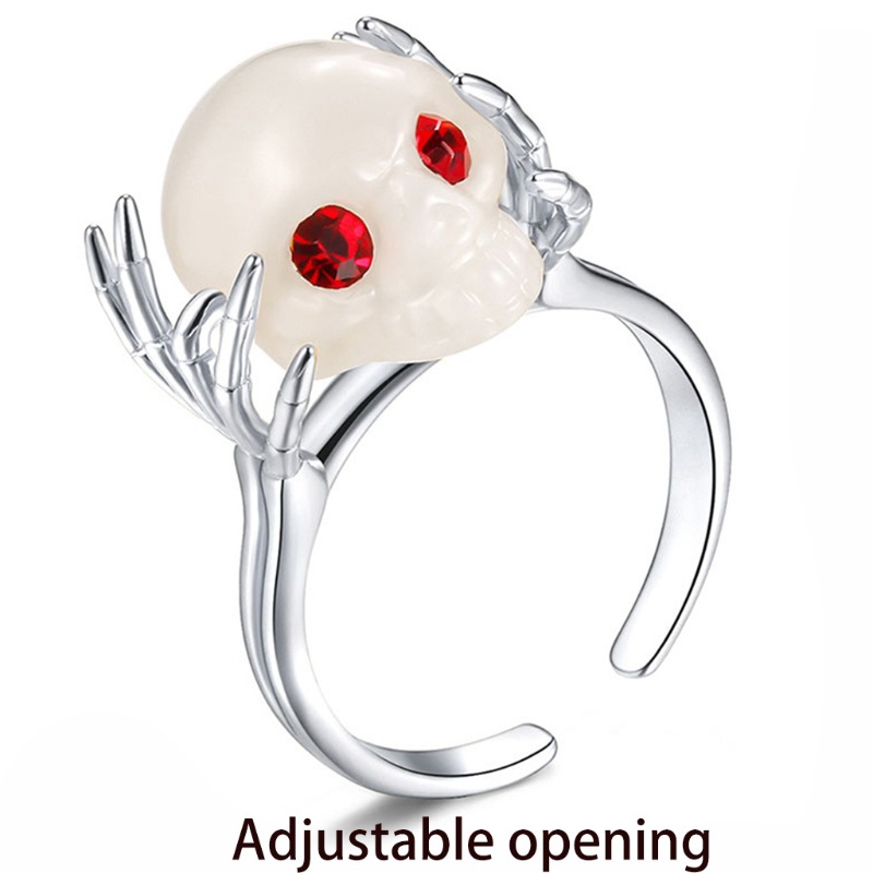 Nhẫn Hở Hình Đầu Lâu Phong Cách Goth Cá Tính Chống Căng Thẳng Có Thể Điều Chỉnh Cho Nam Nữ