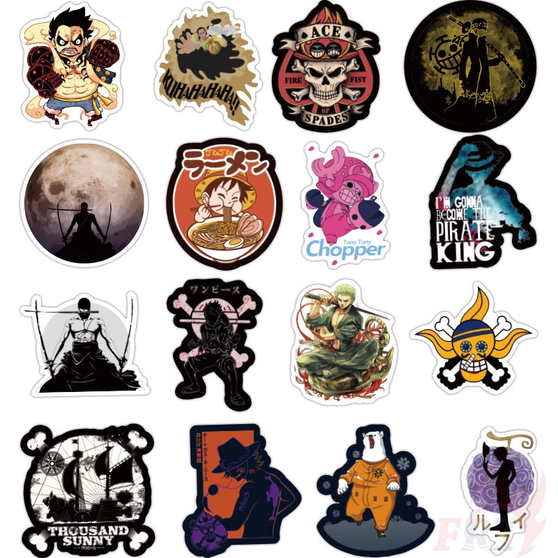 Bộ 100 miếng sticker in họa tiết hoạt hình One Piece doodle hỗn hợp trang trí vali/laptop/ván trượt