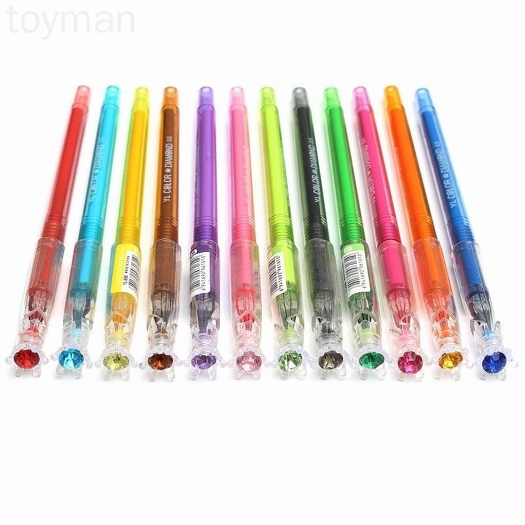 Set 12 bút mực gel carbon đầu hình dạng kim cương dành cho vẽ phác thảo và viết