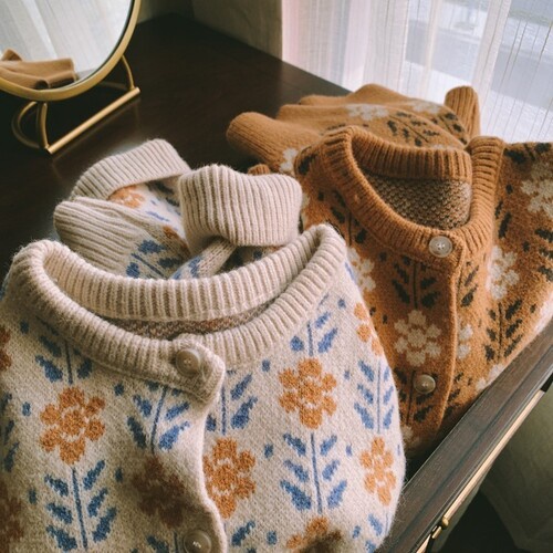 Áo cardigen len nữ họa tiết retro ulzzang Hàn Quốc (ảnh thật)