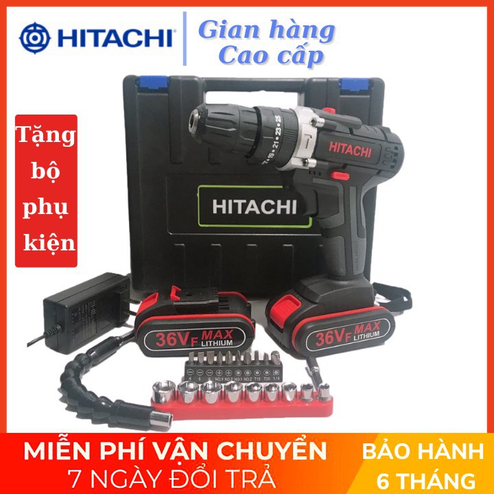 [HÀNG MỚI VỀ] Máy Khoan Pin Hitachi 36V 3 chức năng - Khoan Bê Tông, Bắt Vít Tặng bộ phụ kiện 21 chi tiết cao cấp