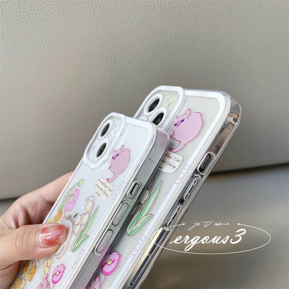 Ốp Điện Thoại Họa Tiết Mèo Và Hoa Thời Trang Cho iPhone 13 12 11 Pro Max X XR XS Max SE 2020 8 7 Plus