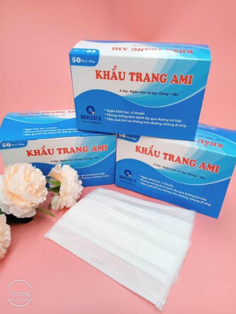Combo 50 chiếc Khẩu Trang Y Tế 4 Lớp Kháng Khuẩn Ami Chính Hãng