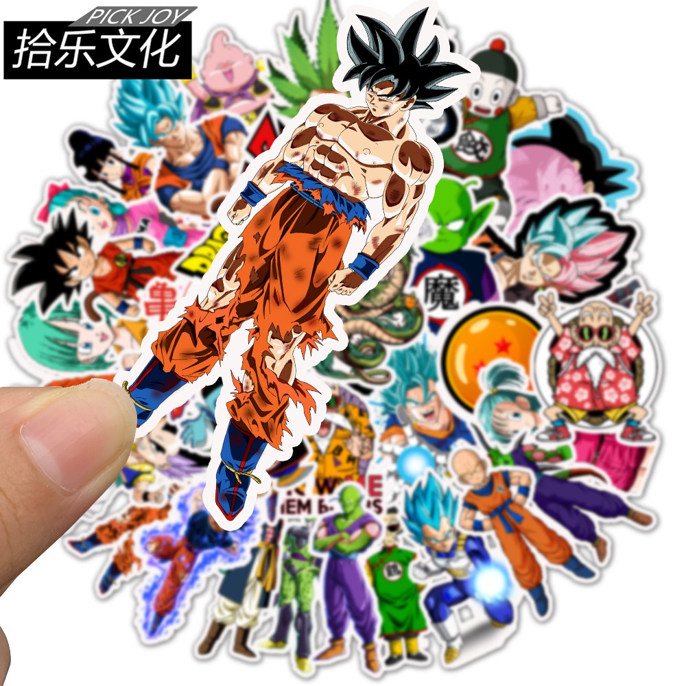 Set 50 sticker vinyl trang trí nhật ký/ván trượt họa tiết Dragon Ball dễ thương