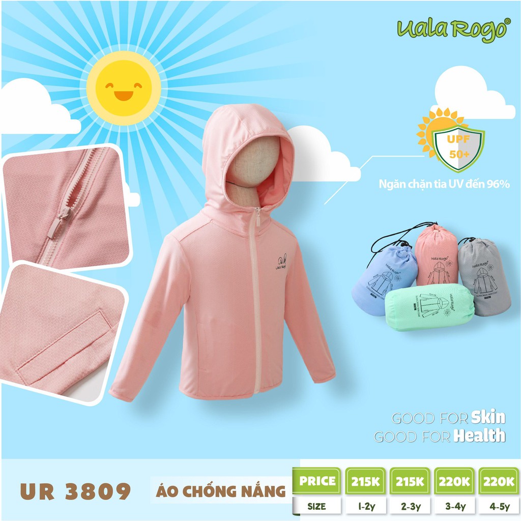 Áo chống nắng trẻ em Ualarogo, áo khoác bé trai, bé gái UR3809