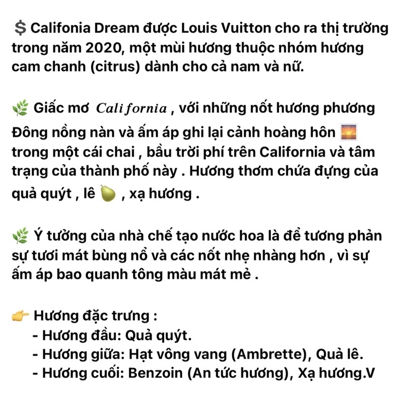 LV CALIFORNIA DREAM • Eau de Parfum - 10ML Nước Hoa Chính Hãng