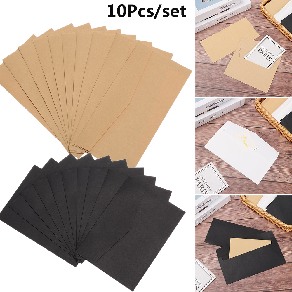 ❀SIMPLE❀ 10Pcs DIY Kraft Envelopes Office Supplies Greeting Card Wedding Invitation Business Gift European Style Craft Stationary Vintage Kraft Paper/Multicolor