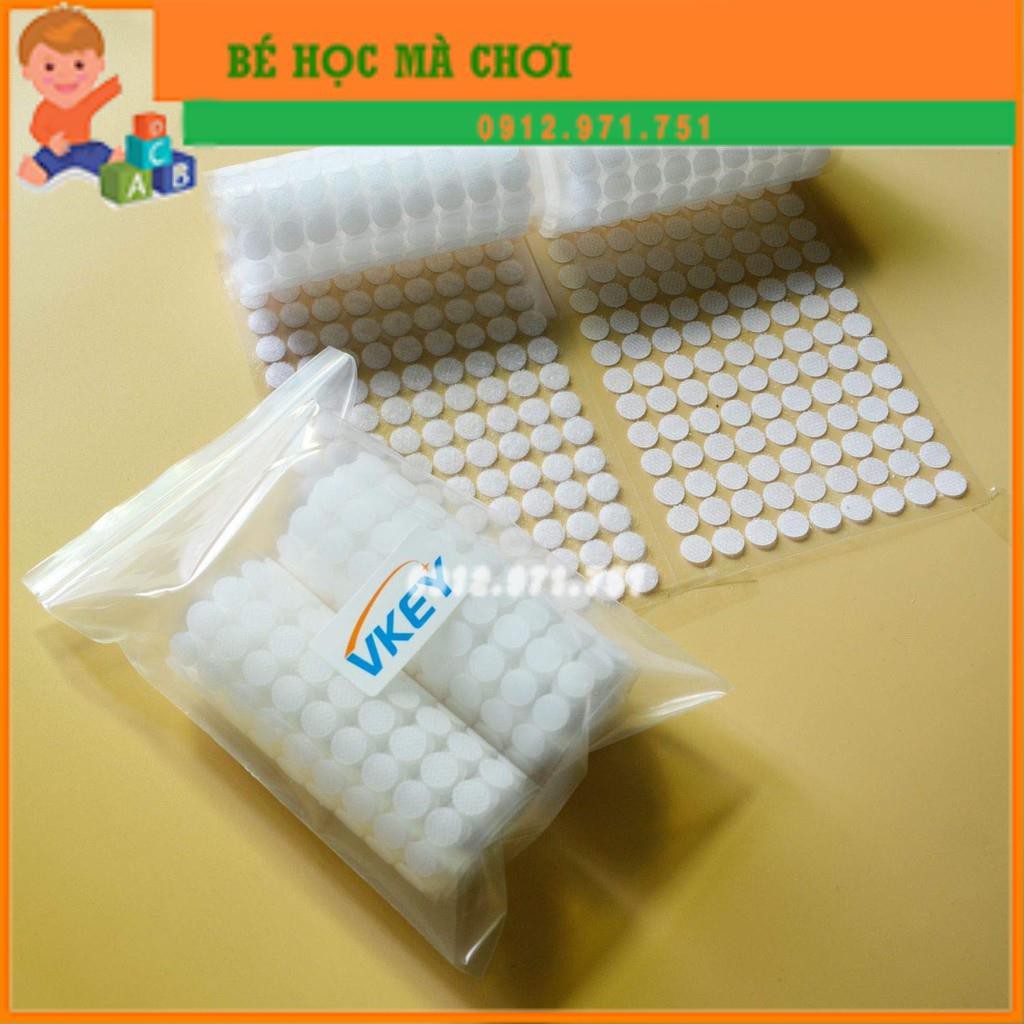 Băng dính nhám tròn 1000 cặp chấm 1cm dính gai nhám xé tròn làm học liệu