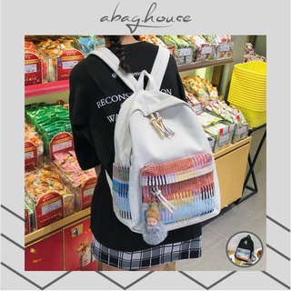 Balo vải canvas phối thổ cẩm thời trang đi học đi chơi dành cho học sinh sinh viên