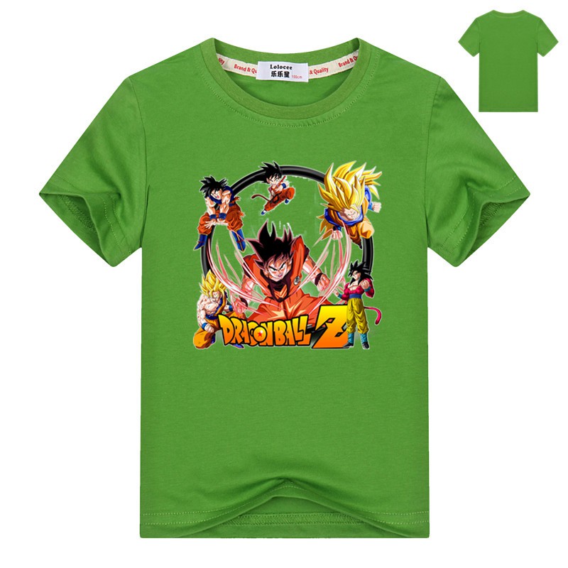 Áo thun cotton tay ngắn in hình Dragon Ball thời trang mùa hè cho bé trai