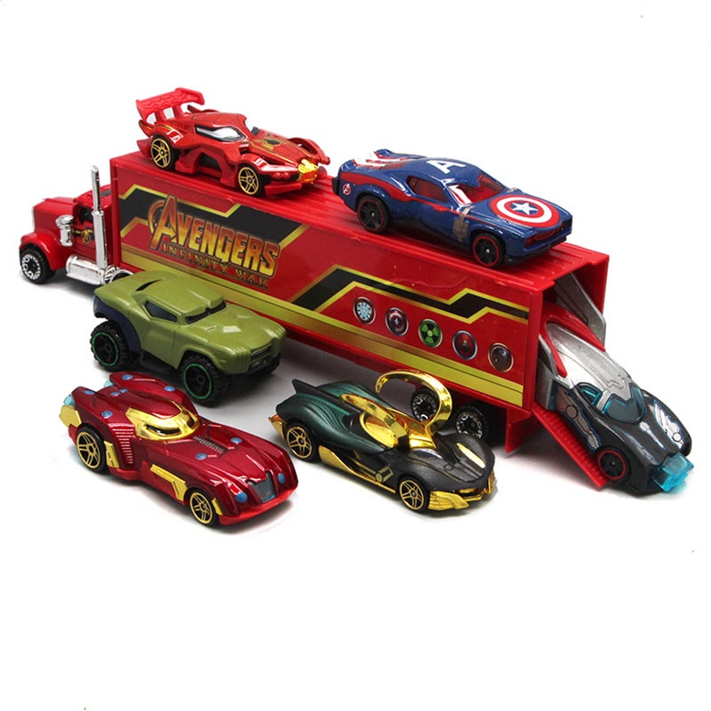 Đồ chơi bộ sét 6 món ô tô xò cho bé Superhero Batman Avengers Justice League Ô tô đồ chơi Truck đứa trẻđồ chơi