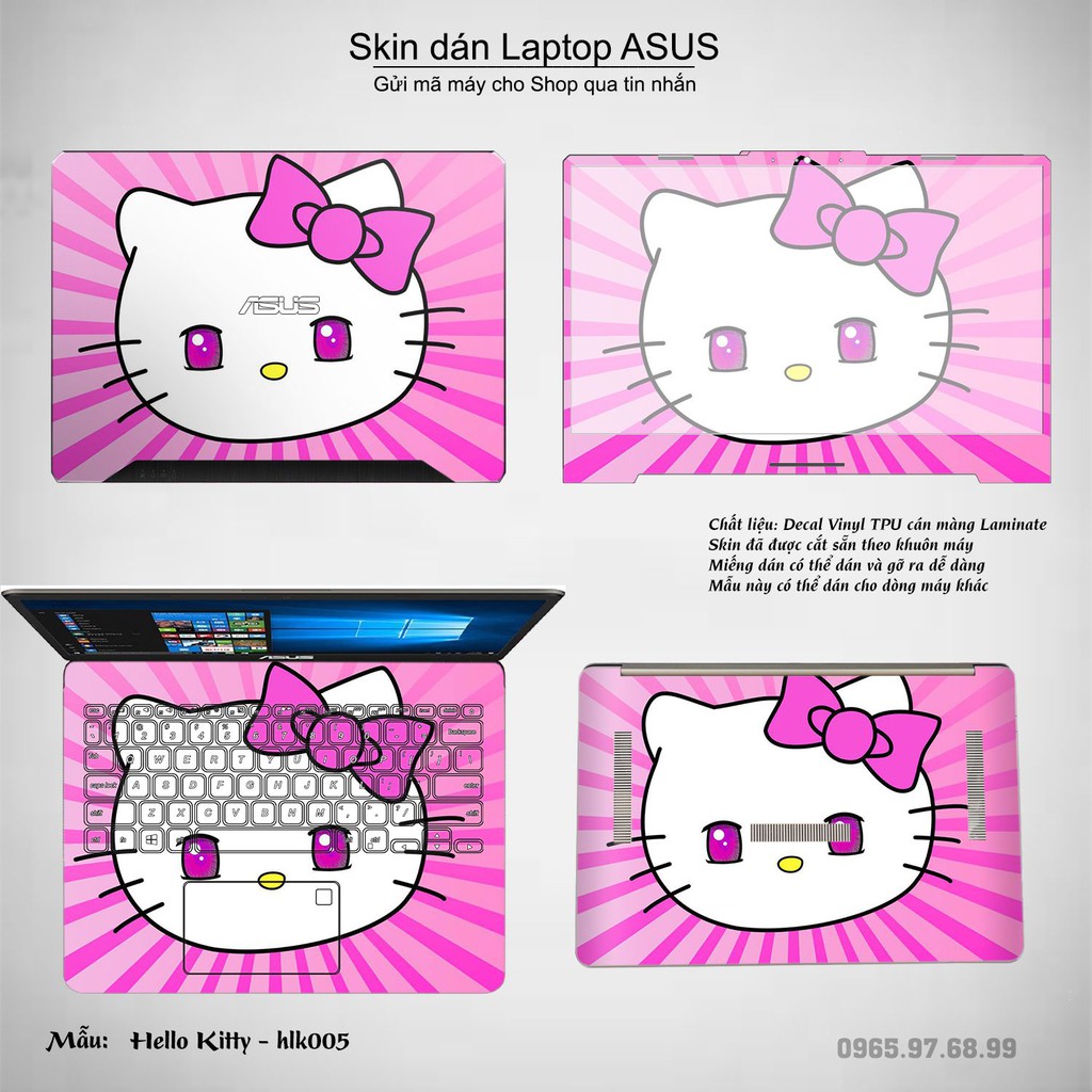 Skin dán Laptop Asus in hình Hello Kitty (inbox mã máy cho Shop)