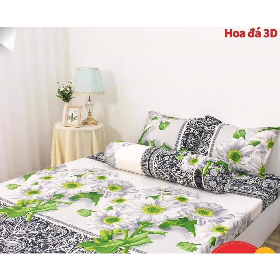 Bộ Ga gối 80x1m91 ga 2 vỏ gốiCotton Poly-MẪU HOA ĐÁ