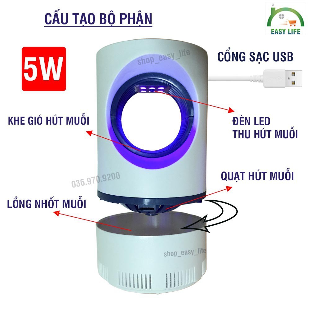 Máy Hút Muỗi Hình Trụ Cắm Sạc USB Thế Hệ Mới 2021 MHM-21