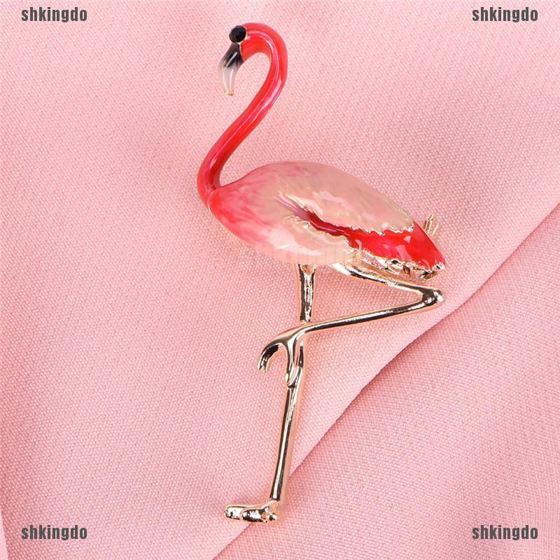 Trâm cài áo hình chim hồng hạc tráng men sang trọng