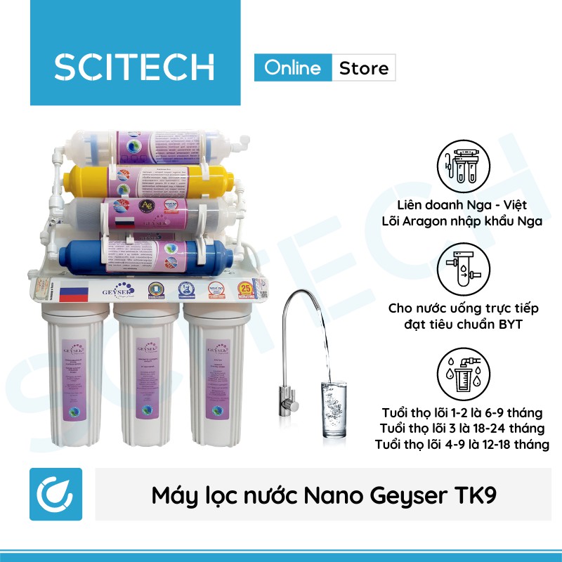 Máy lọc nước Nano Geyser TK (Không dùng điện - Không nước thải - 4 đến 9 cấp lọc)