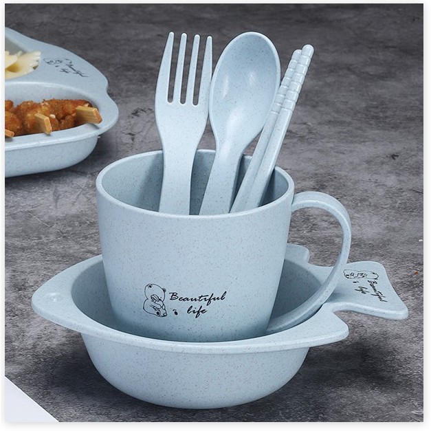 Khay cơm lúa mì 5 ngăn 6 món