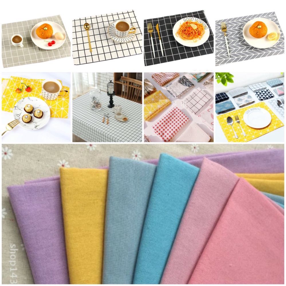 1M*1M5 (VIỀN ĐẸP) KHĂN TRẢI BÀN dài vải bố thô họa tiết caro trắng, đen. thảm trải dã ngoại vải họa tiết vintage