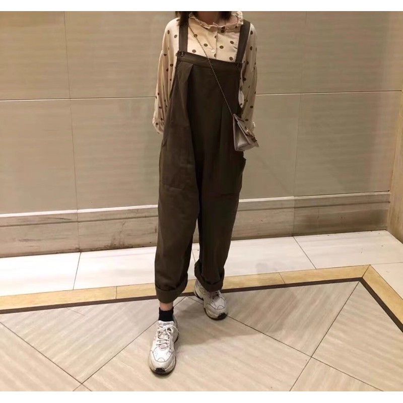 [ẢNH THẬT] quần yếm kaki nữ dáng dài ống suông lạ mắt vintage xinh xắn | BigBuy360 - bigbuy360.vn