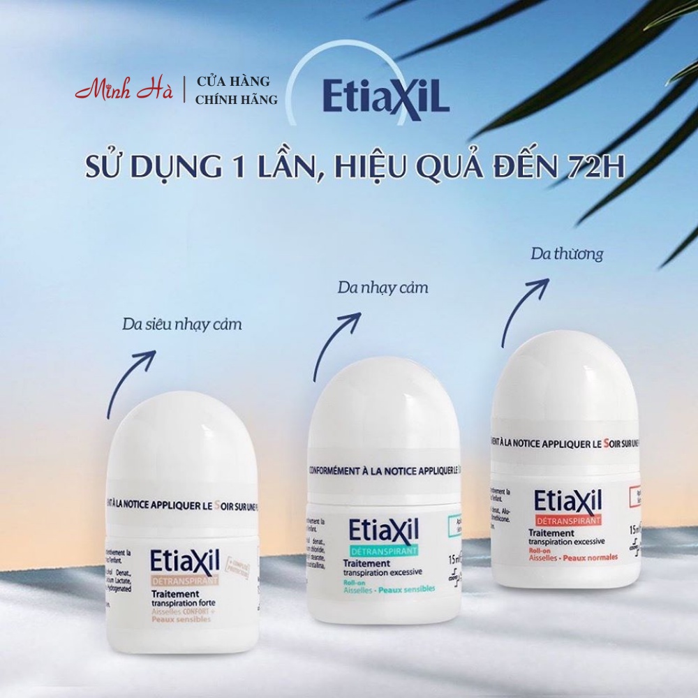 Lăn khử mùi EtiaXil Detranspirant Traitement Roll-On 15m dành cho da nhạy cảm