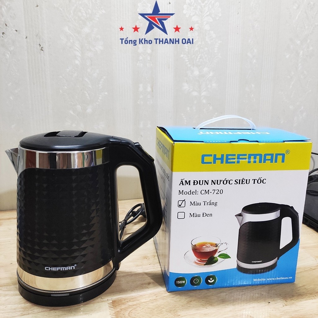 Ấm siêu tốc đun nước Chefman dung tích 2L công suất 1500w bảo hành 12 tháng