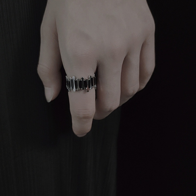 Nhẫn Thép Titan Thiết Kế Không Đồng Đều Nâng Cao Phong Cách hip hop ins Cho Cặp Đôi