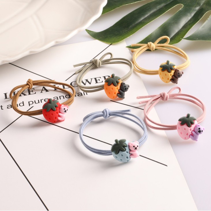 [Mã FAMARAL1 giảm 10K đơn 50K]Thun Cột Tóc Hình Gấu Dâu Dễ Thương Style Hàn Quốc Hot Trend Nhiều Màu Tùy Chọn