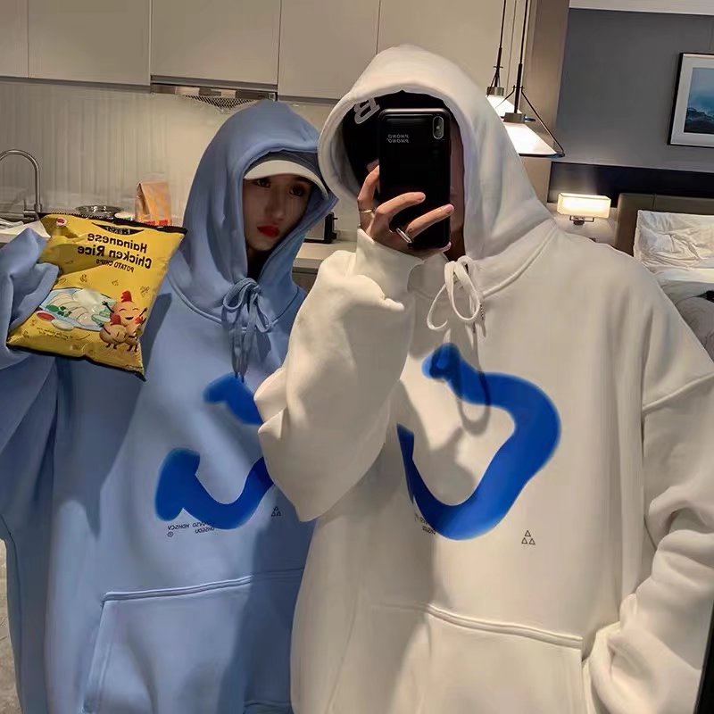 Áo Hoodie Thể Thao Dáng Rộng In Chữ Phong Cách Hip Hop Đường Phố Hàn Quốc Cỡ M-5XL Cho Nam