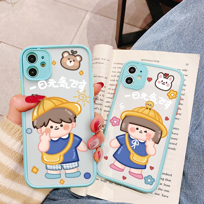 Ốp lưng iphone viền nhám Cặp đôi mũ vàng bảo vệ camera 6/6plus/7plus/8plus/x/xs/xs max/11/11promax DT05- Dino case
