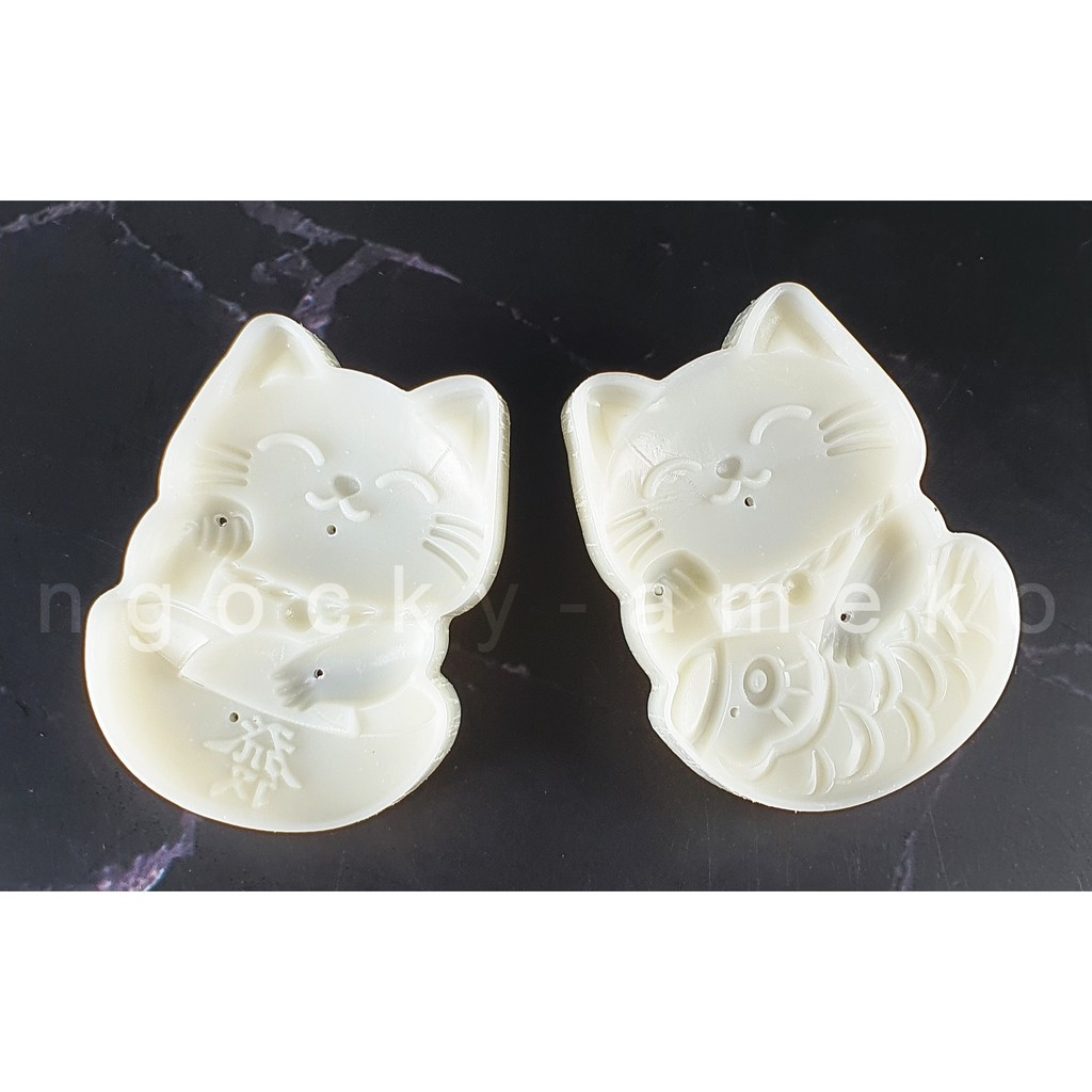 NQ50-011 - KHUÔN LÒ XO BÁNH TRUNG THU / BÁNH DỨA  HÌNH MÈO TÀI LỘC 50G