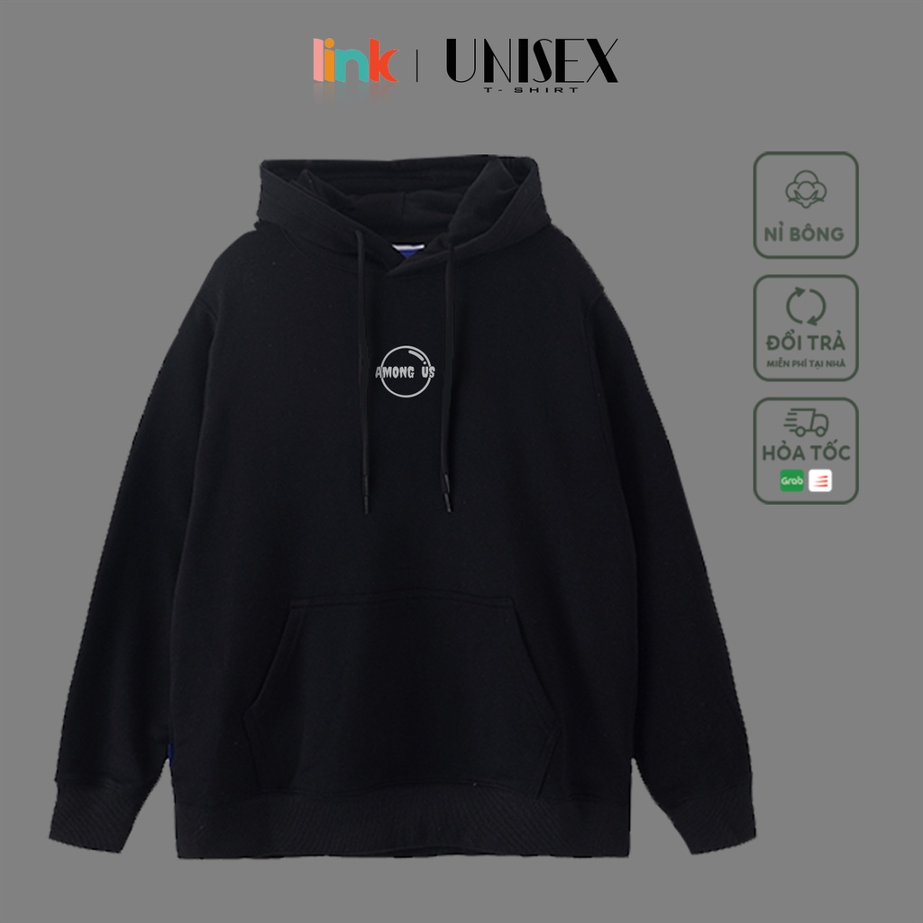 Áo Hoodie among us phản quang nỉ bông cao cấp form rộng unisex