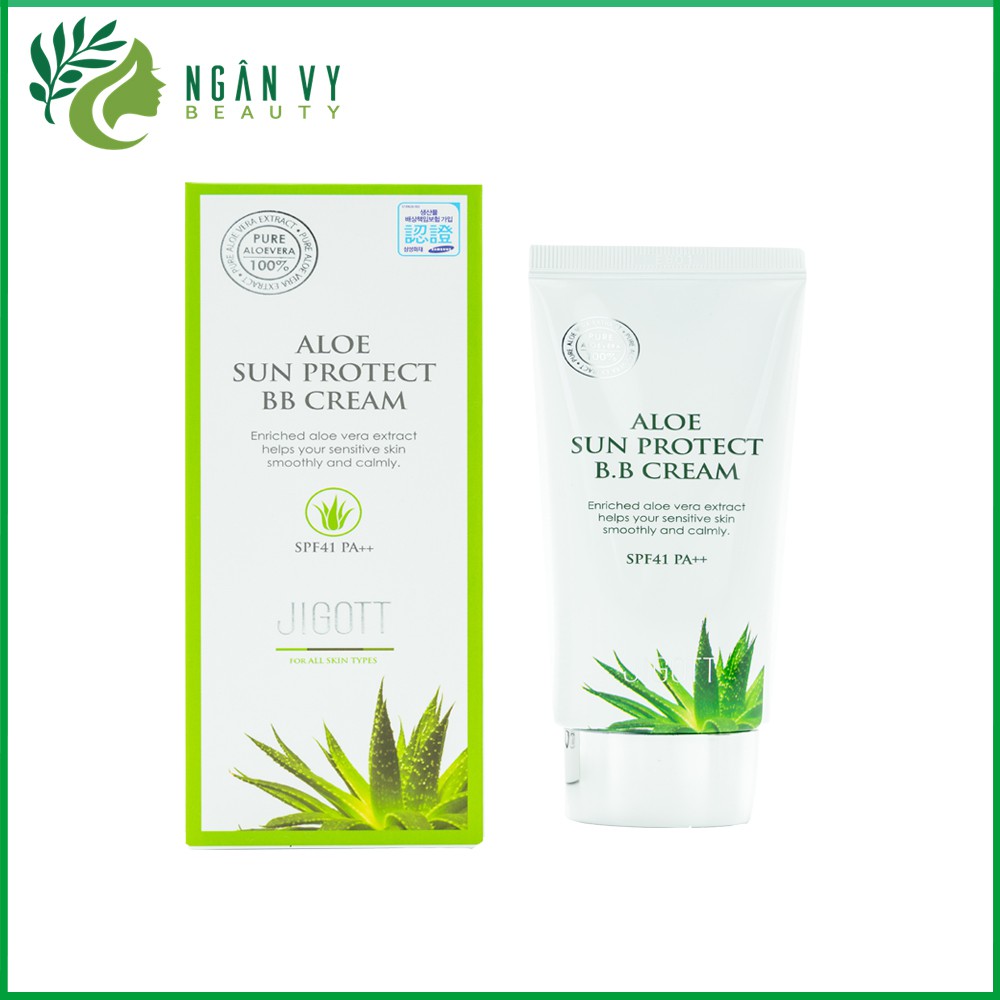 Kem nền BB chống nắng Hàn Quốc JIGOTT Aloe Sun Protect BB Cream - SPF41 PA++ 50ml | WebRaoVat - webraovat.net.vn