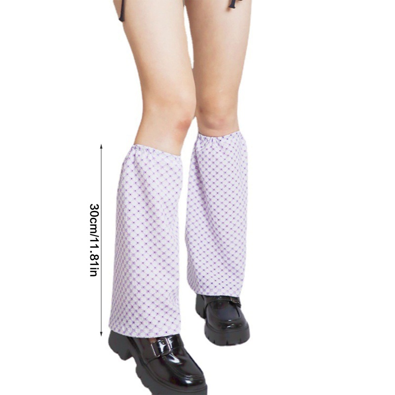 Xiangbao Vỏ Bọc Ống Chân Dáng Rộng Khoét Lỗ Đan Chéo Họa Tiết Kẻ Sọc Màu Tím Phong Cách Harajuku Nhật Bản Harajuku Punk Giữ Ấ