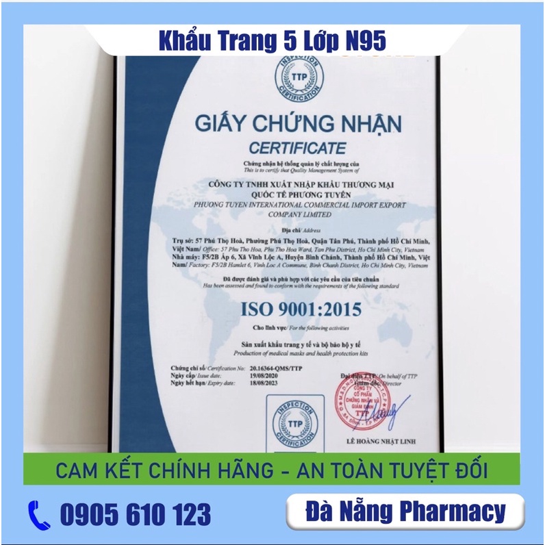 [Hộp 10 Cái] Khẩu Trang N95 5 Lớp Hàng Công Ty Phương Tuyên Chuẩn Chất Lượng