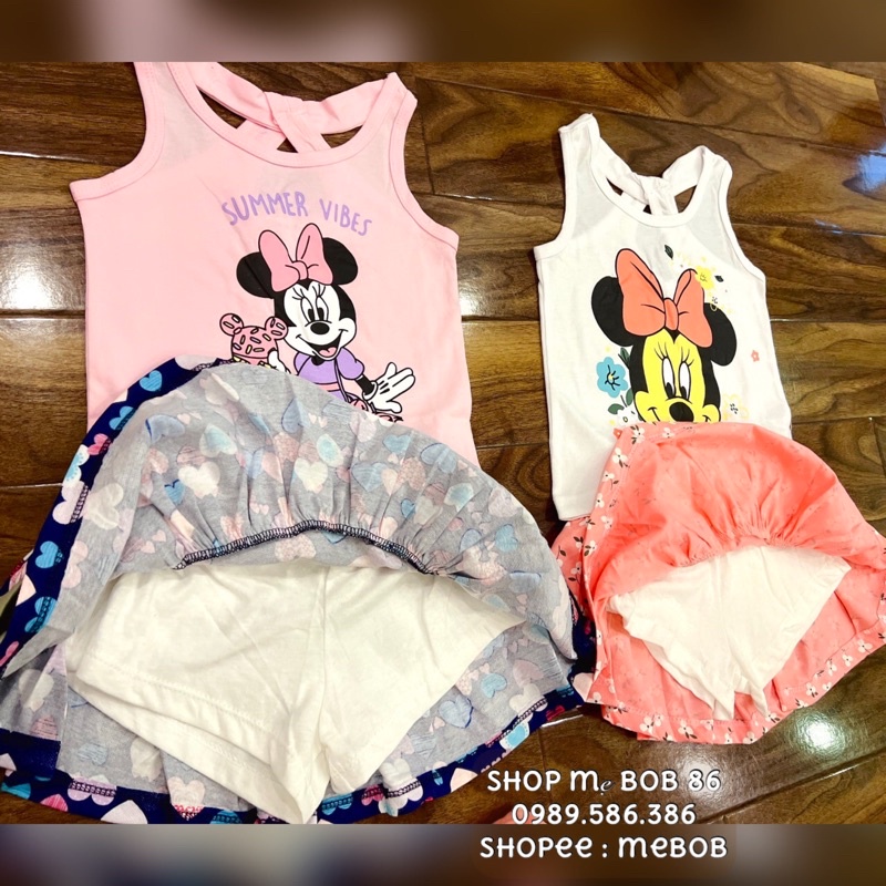 Bộ bé gái mùa hè, Bộ cotton áo ba lỗ chân váy cực xinh cho bé