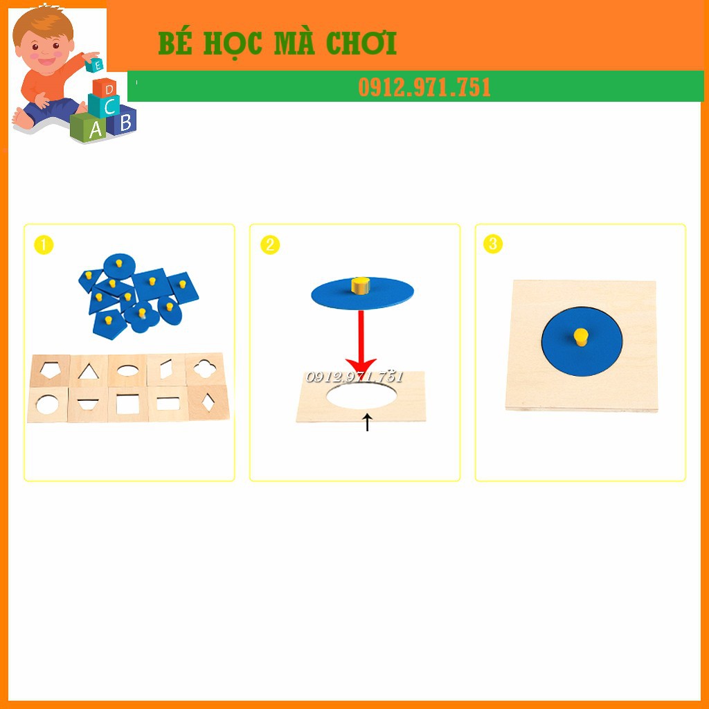 Núm trụ hình hình khối montessori chuẩn| Đồ chơi GDS