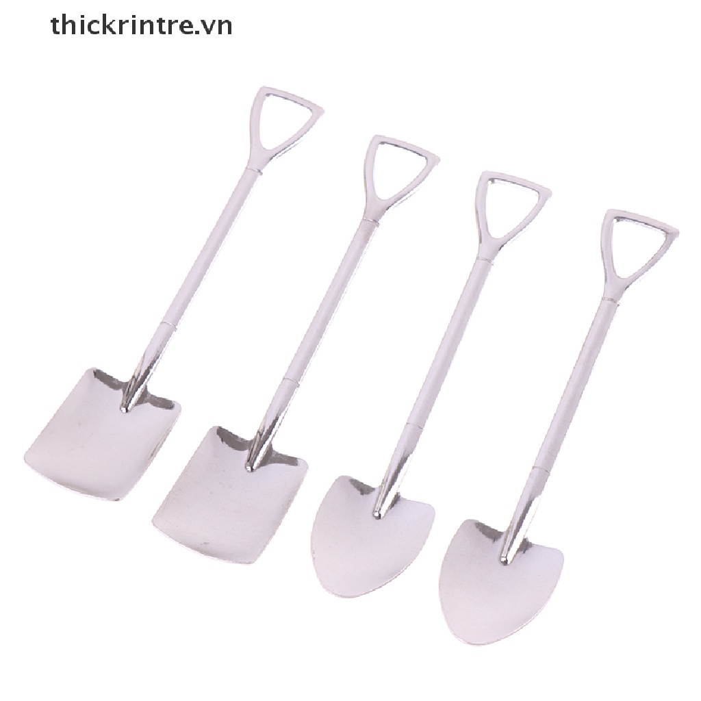 Set 4 Muỗng Cà Phê Bằng Thép Không Gỉ Phong Cách Retro