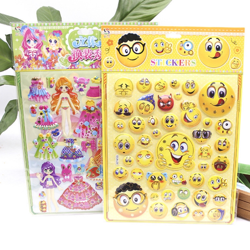 Miếng dán kiểu bong bóng họa tiết hoạt hình Frozen/ My Little Pony 3D dùng trang trí album/ nhật ký diy