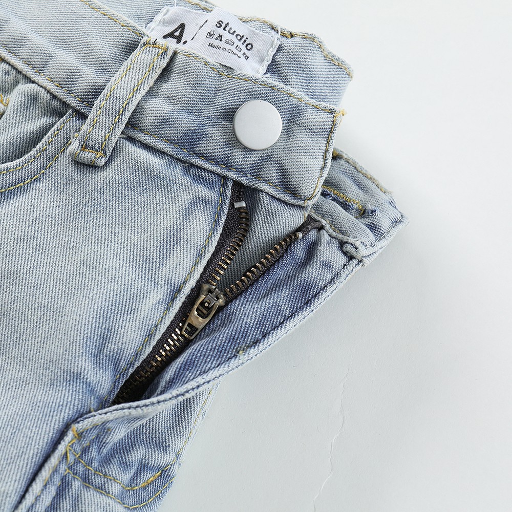NUZIRO  Quần short denim  lưng cao phong cách Hàn Quốc cho nữ
