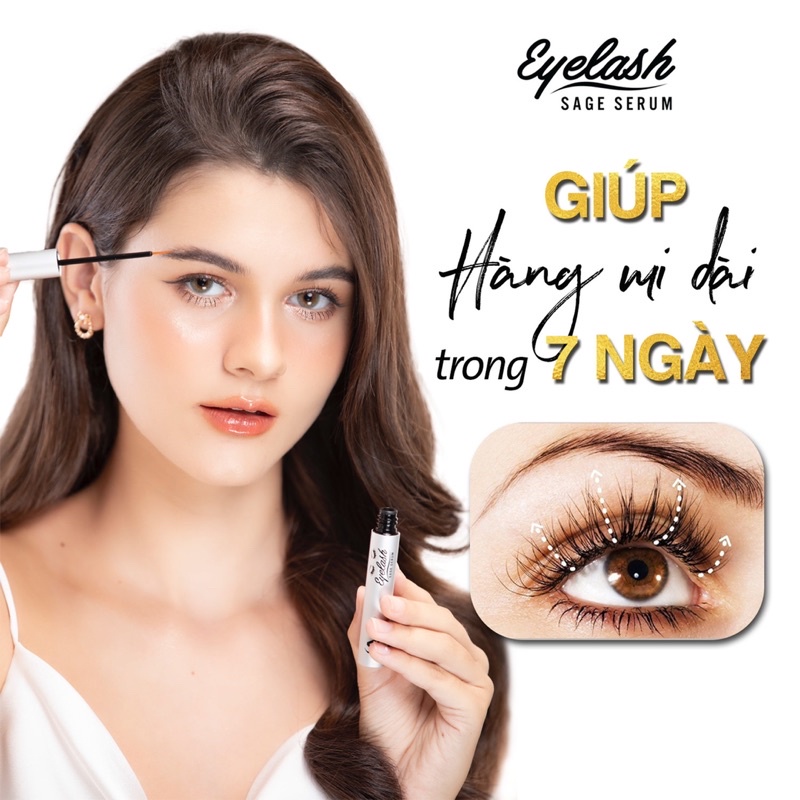 (Chính Hãng) Serum dưỡng mi dài Sage A100 Eyelash 7ml - Giúp mi chắc khỏe cong dài tự nhiên - Kích thích mọc mi nhanh